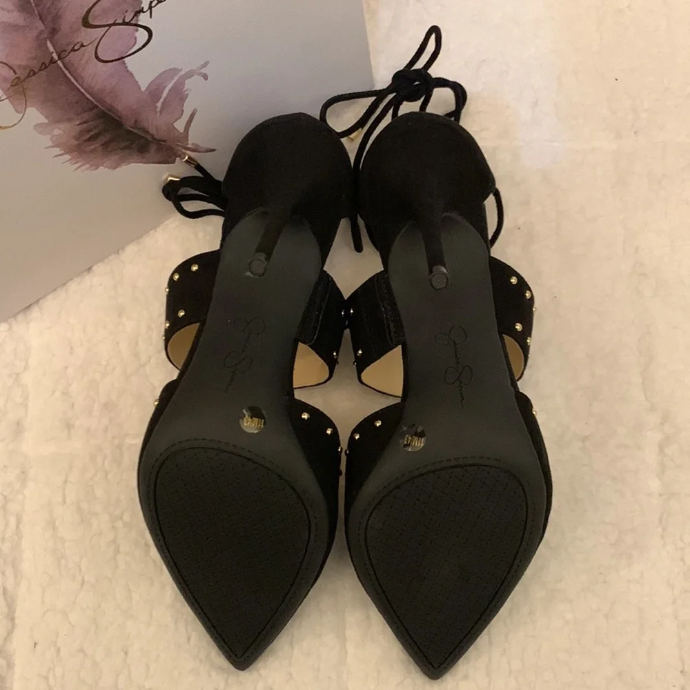 NWT “Jessica Simpson” black suede ankle tie heels - Picture 4 of 6